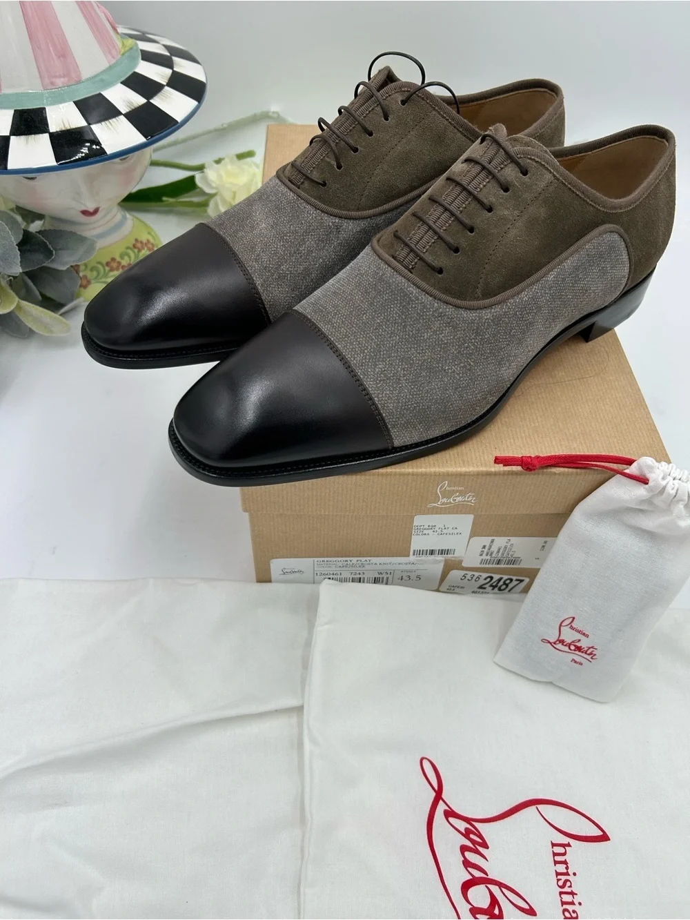 Men's Christian Louboutin Gregory velvet Twill and Leather Oxford's size 43.5